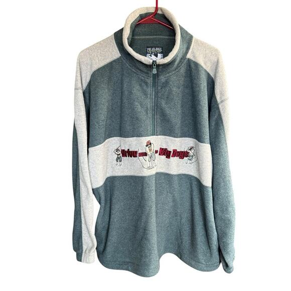 Vtg 90s Drive With the Big Dogs 1/4 Zip Fleece Sweater Large Outdoors Green Mens - Picture 1 of 10
